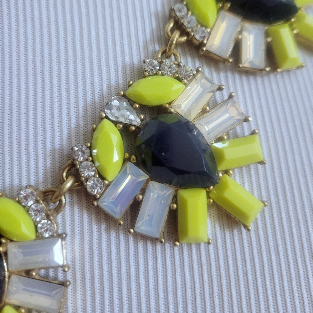 J. Crew Bright Yellow Opalescent and Navy Statement Necklace - Picture 2 of 7
